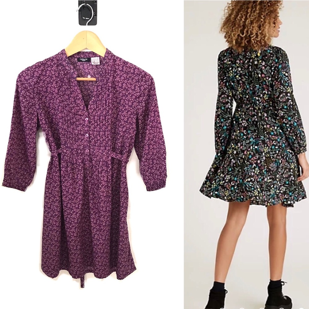 Redoute Creation purple floral mini dress